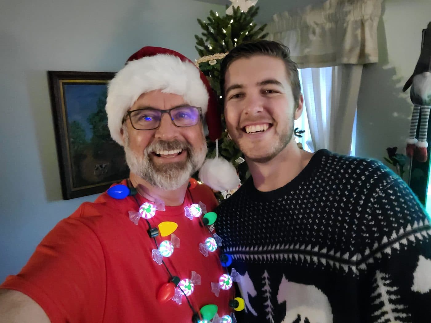 Christmas 2021. He owns three Santa hats. This is the fancy one. His opinion on this is firm.